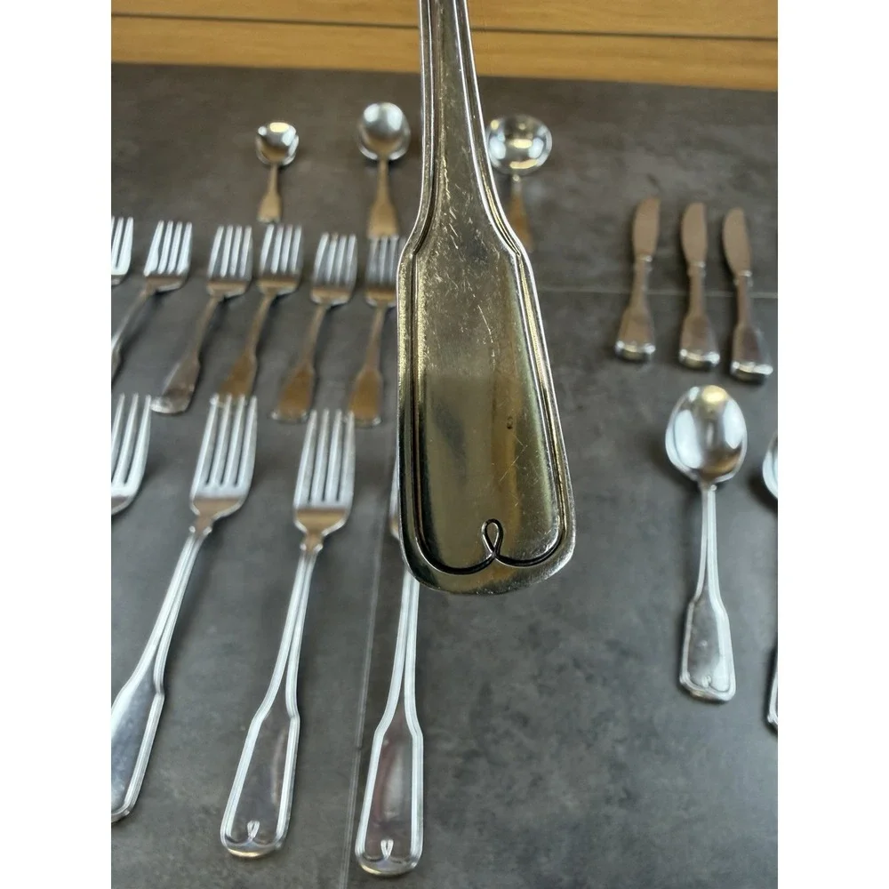 VTG Northland Stainless Japan 41 Pc FLatware Set Geometric Scroll